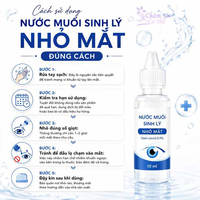Cách sử dụng nước muối sinh lý nhỏ mắt đúng cách