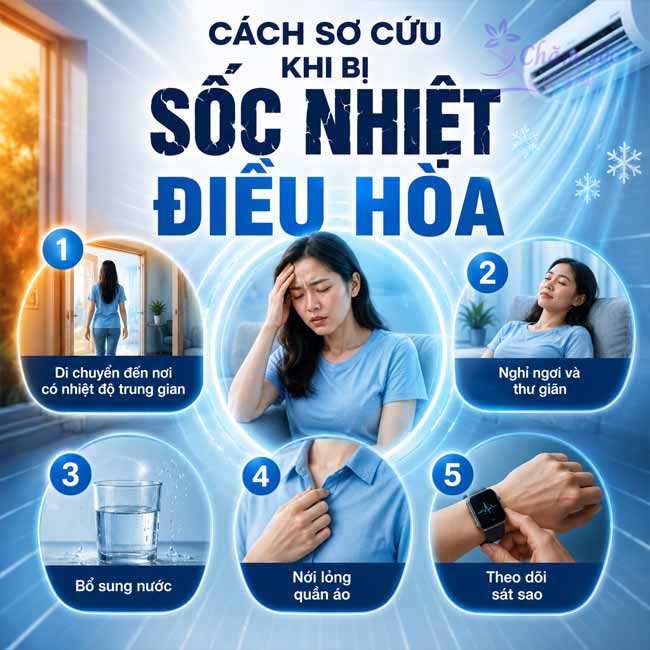 Cách sơ cứu khi bị sốc nhiệt điều hòa