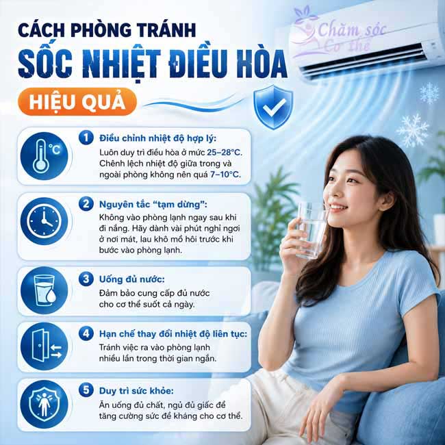 Cách phòng tránh sốc nhiệt điều hòa hiệu quả