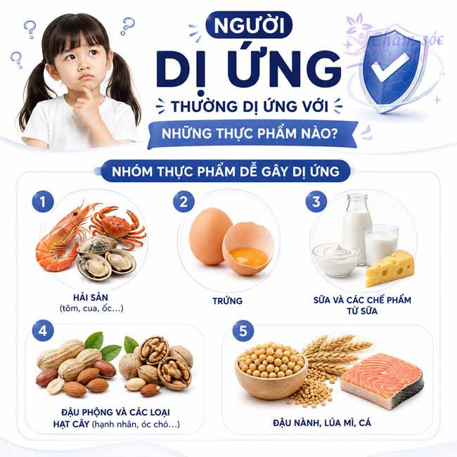 Người dị ứng thường dị ứng với những thực phẩm nào